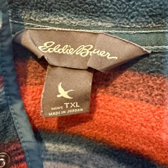 Eddie Bauer Mens TXL Multicolor Striped Fleece Pullover Jacket Shirt Polyester - Picture 3 of 5
